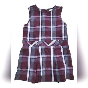 Becky Thatcher Burgundy/Gray Plaid Pleated Uniform Jumper